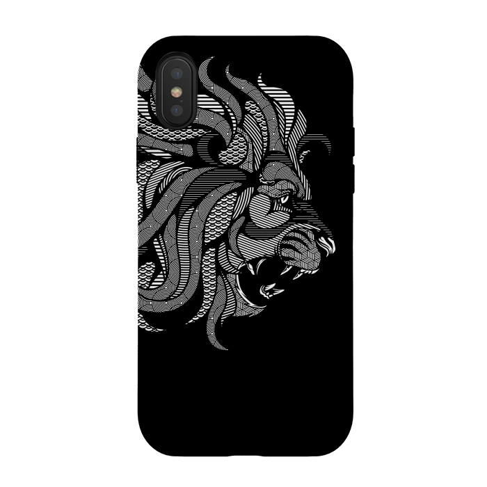 iPhone Xs / X StrongFit Lion Zentangle by Afif Quilimo