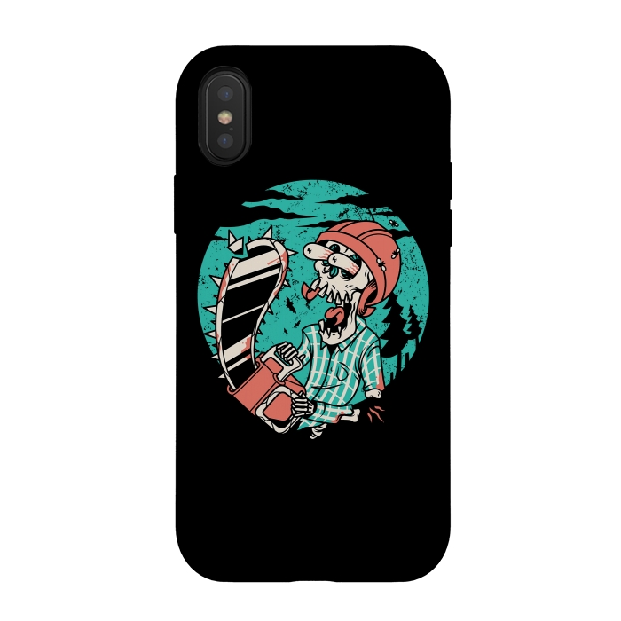 iPhone Xs / X StrongFit Skullchainsaw by Afif Quilimo