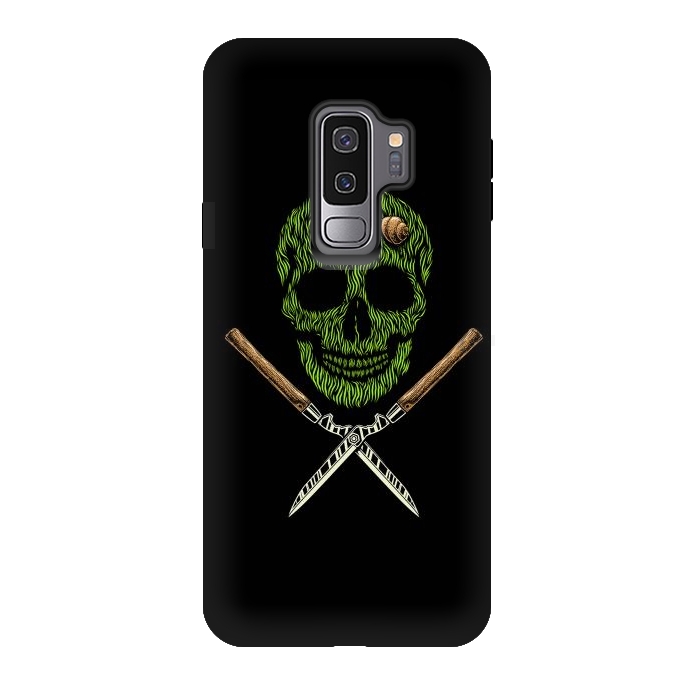 Galaxy S9 plus StrongFit Skull Grass by Afif Quilimo