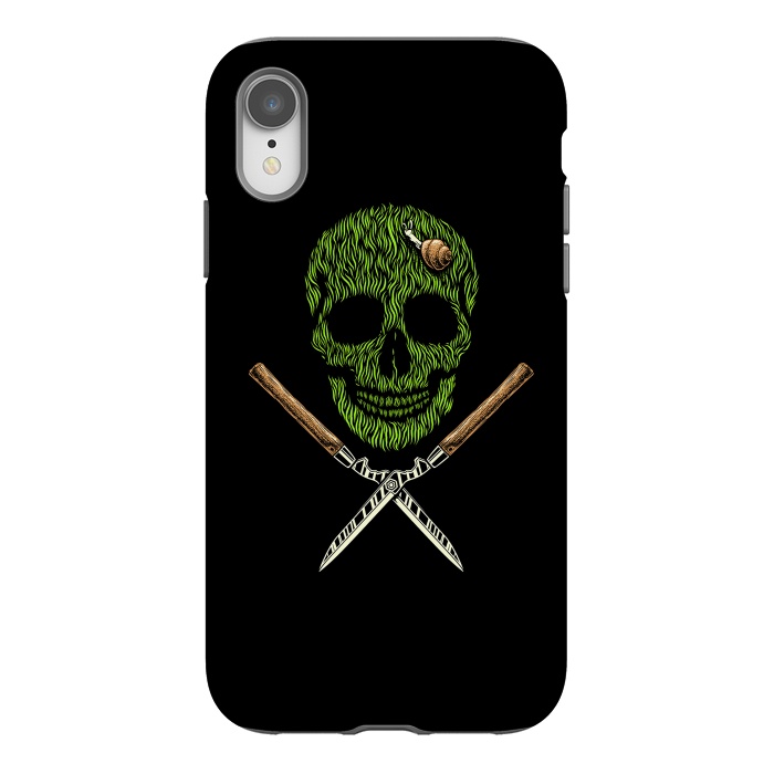 iPhone Xr StrongFit Skull Grass by Afif Quilimo