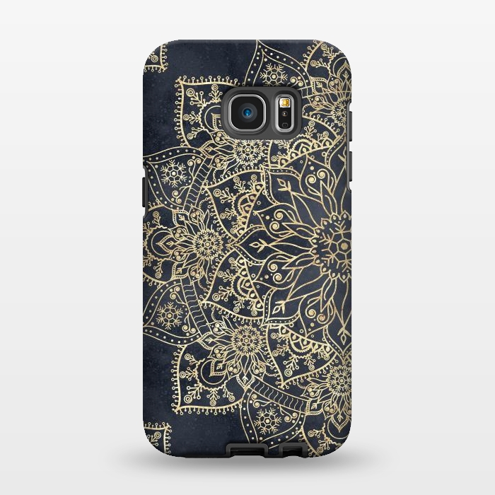 Galaxy S7 EDGE StrongFit Elegant poinsettia flower and snowflakes mandala art by InovArts