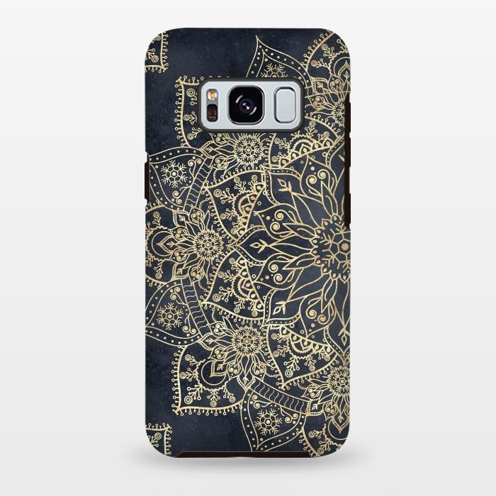 Galaxy S8 plus StrongFit Elegant poinsettia flower and snowflakes mandala art by InovArts
