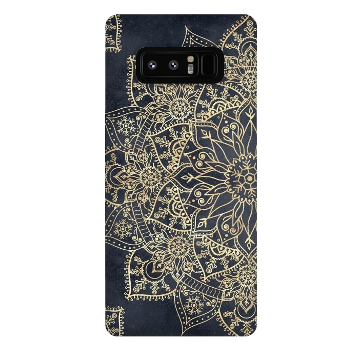 Galaxy Note 8 StrongFit Elegant poinsettia flower and snowflakes mandala art by InovArts