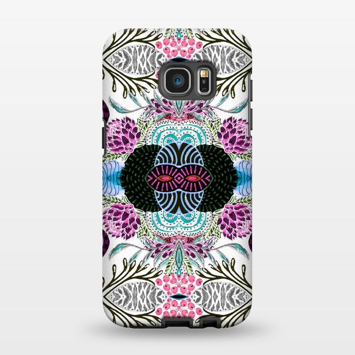 Galaxy S7 EDGE StrongFit Whimsical tribal mask abstract design by InovArts