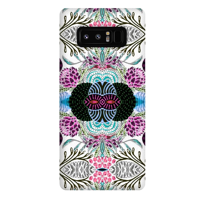 Galaxy Note 8 StrongFit Whimsical tribal mask abstract design by InovArts