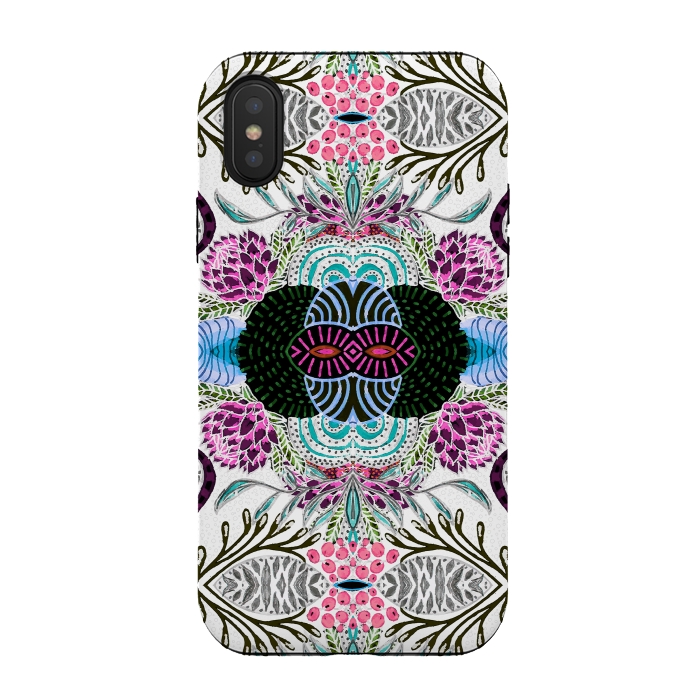 iPhone Xs / X StrongFit Whimsical tribal mask abstract design by InovArts