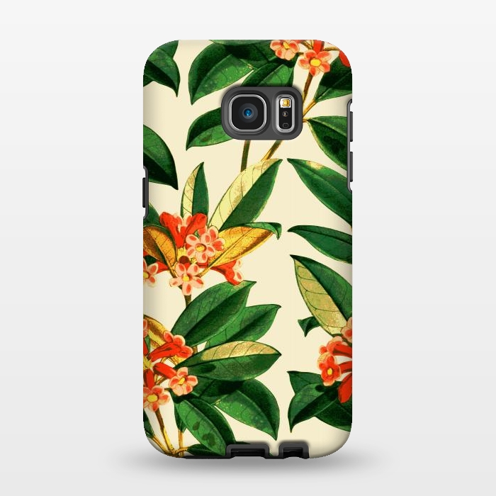 Galaxy S7 EDGE StrongFit Orange Flower Print by Zala Farah