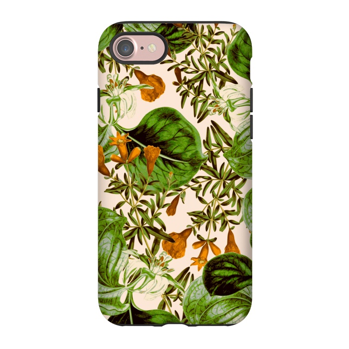 iPhone 7 StrongFit Orange Floral Botanic by Zala Farah