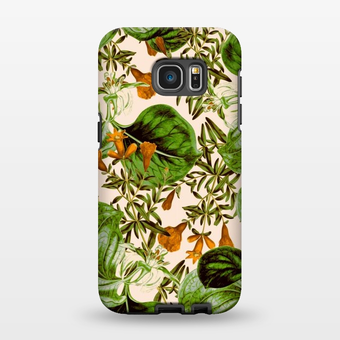 Galaxy S7 EDGE StrongFit Orange Floral Botanic by Zala Farah