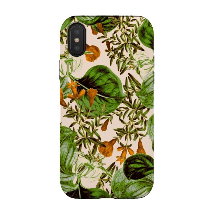 iPhone Xs / X StrongFit Orange Floral Botanic by Zala Farah