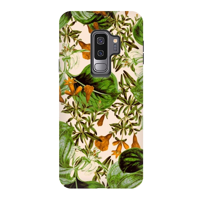 Galaxy S9 plus StrongFit Orange Floral Botanic by Zala Farah
