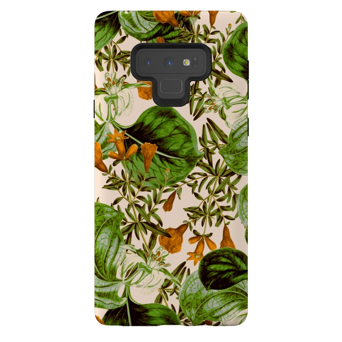 Galaxy Note 9 StrongFit Orange Floral Botanic by Zala Farah