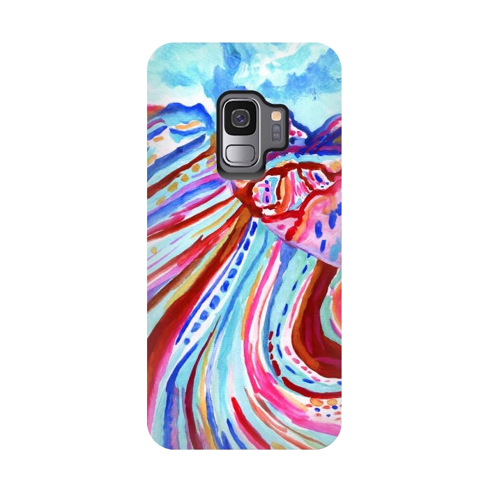 Galaxy S9 StrongFit Abstract Rainbow Mountains  by Tigatiga