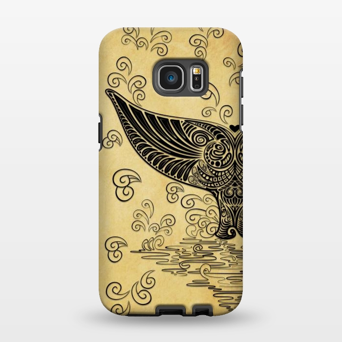 Galaxy S7 EDGE StrongFit Whale Tail Boho Vintage Tattoo Style by BluedarkArt