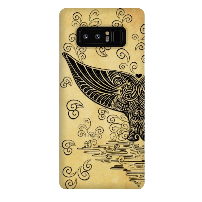Galaxy Note 8 StrongFit Whale Tail Boho Vintage Tattoo Style by BluedarkArt