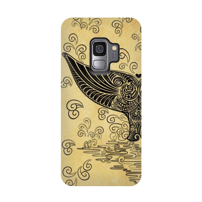 Galaxy S9 StrongFit Whale Tail Boho Vintage Tattoo Style by BluedarkArt