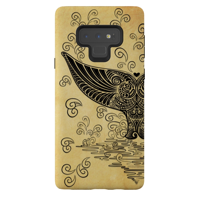 Galaxy Note 9 StrongFit Whale Tail Boho Vintage Tattoo Style by BluedarkArt