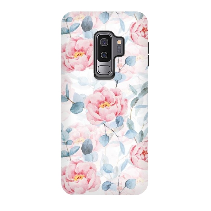 Galaxy S9 plus StrongFit Blush Vintage Roses and Eukalyptus by  Utart