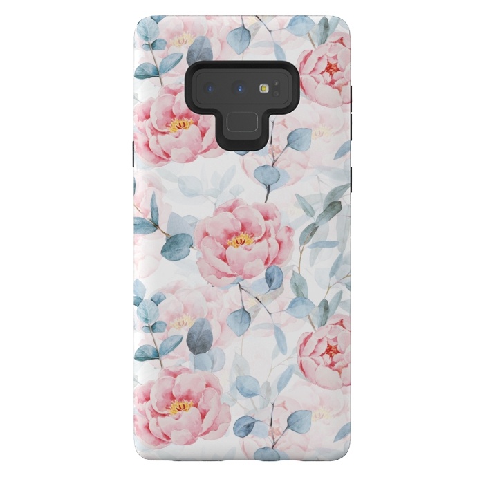 Galaxy Note 9 StrongFit Blush Vintage Roses and Eukalyptus by  Utart