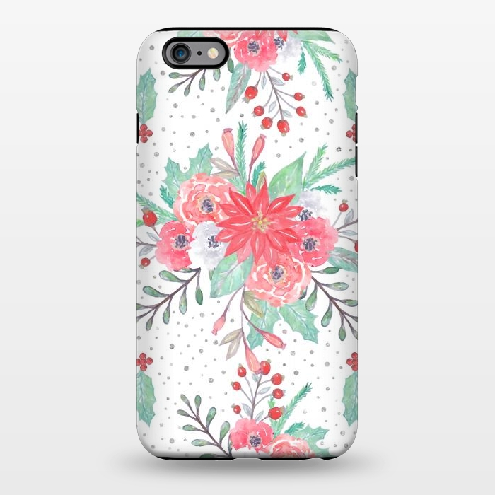 iPhone 6/6s plus StrongFit Pretty watercolor Christmas floral and dots design by InovArts