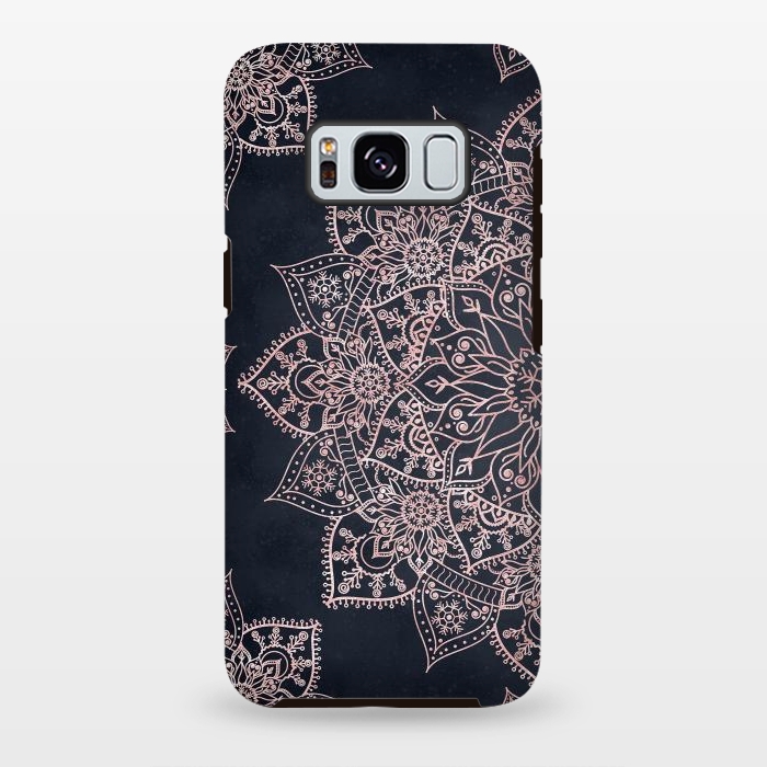 Galaxy S8 plus StrongFit Elegant rose gold poinsettia and snowflakes mandala art by InovArts
