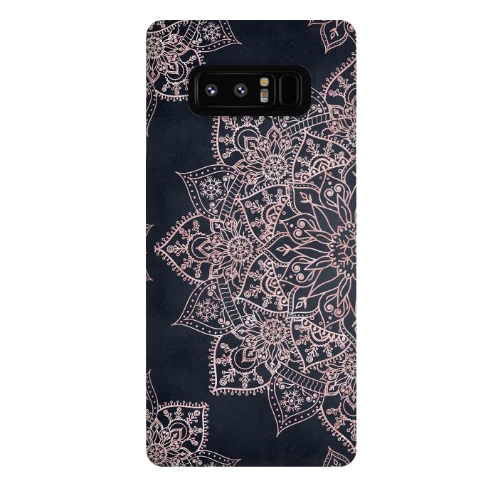 Galaxy Note 8 StrongFit Elegant rose gold poinsettia and snowflakes mandala art by InovArts