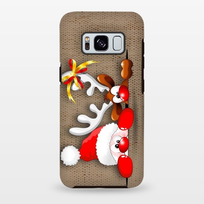 Galaxy S8 plus StrongFit Funny Christmas Santa and Reindeer Cartoon by BluedarkArt