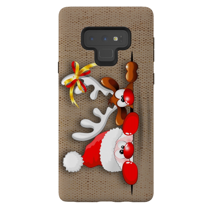 Galaxy Note 9 StrongFit Funny Christmas Santa and Reindeer Cartoon by BluedarkArt