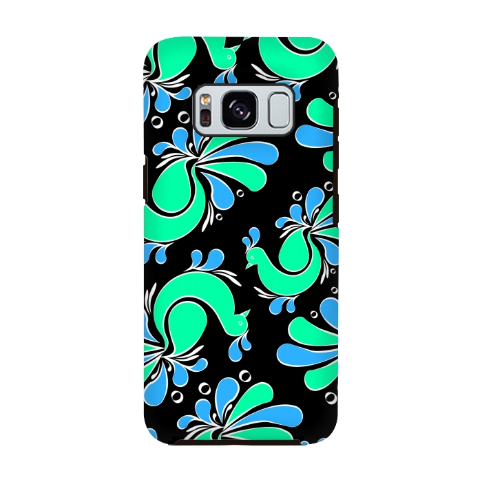 Galaxy S8 StrongFit blue green peacock by MALLIKA