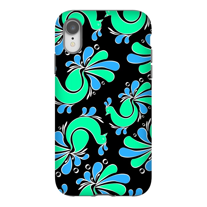 iPhone Xr StrongFit blue green peacock by MALLIKA