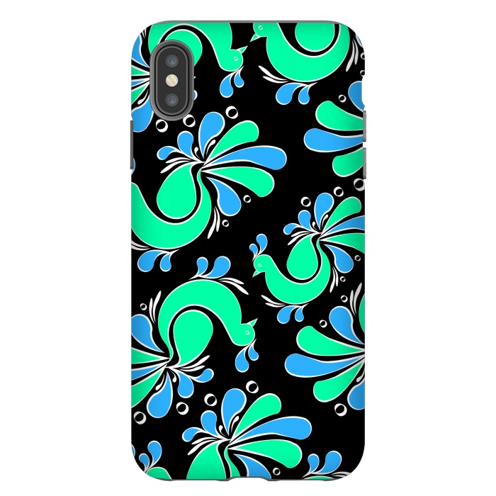 iPhone Xs Max StrongFit blue green peacock by MALLIKA