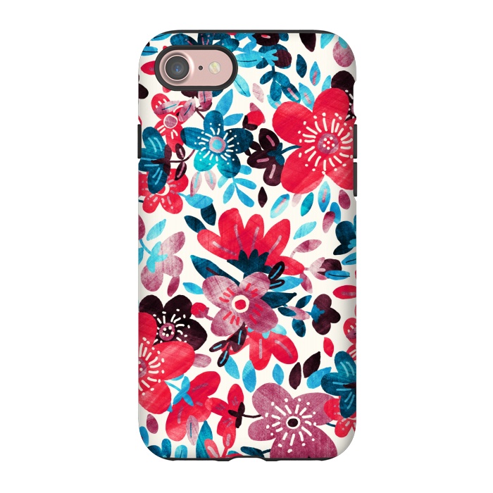 iPhone 7 StrongFit Happy Red & Blue Floral Collage  by Micklyn Le Feuvre