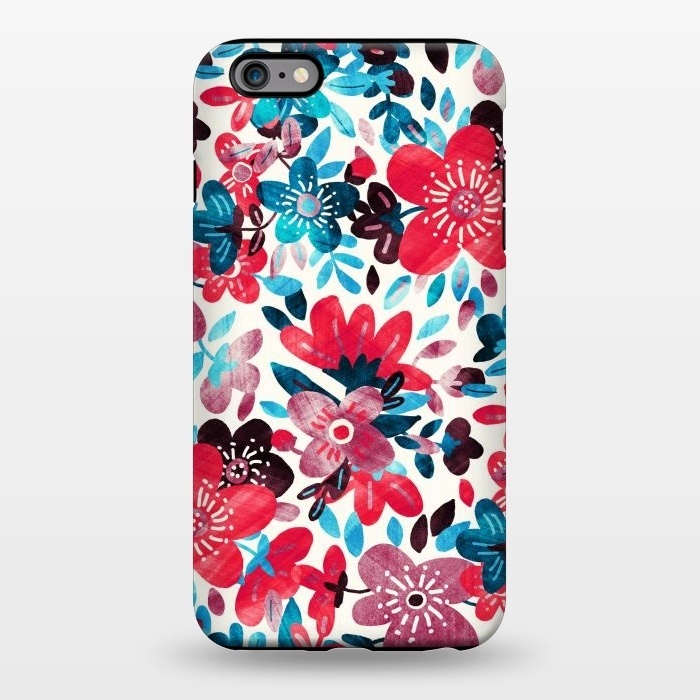 iPhone 6/6s plus StrongFit Happy Red & Blue Floral Collage  by Micklyn Le Feuvre