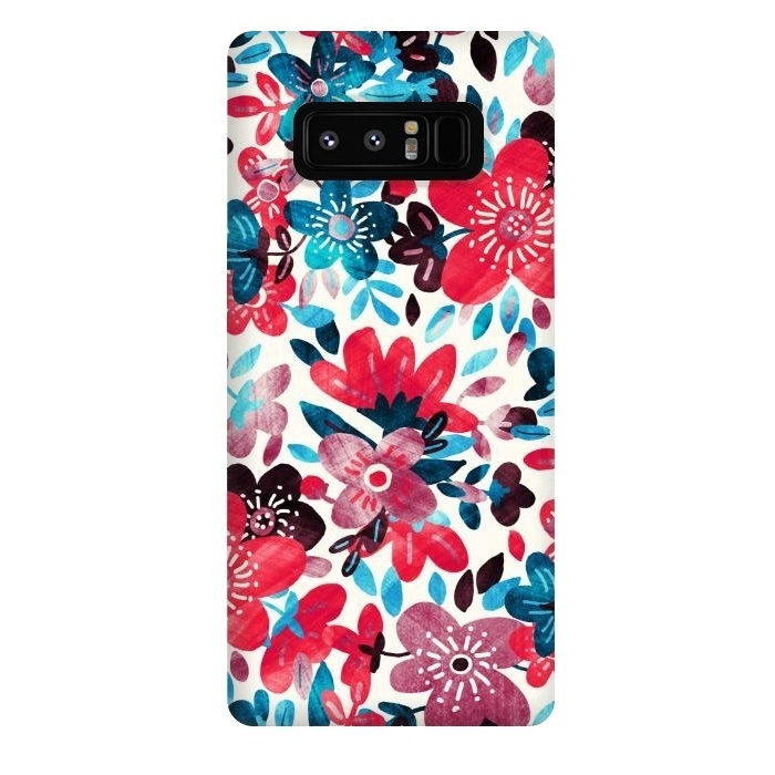Galaxy Note 8 StrongFit Happy Red & Blue Floral Collage  by Micklyn Le Feuvre