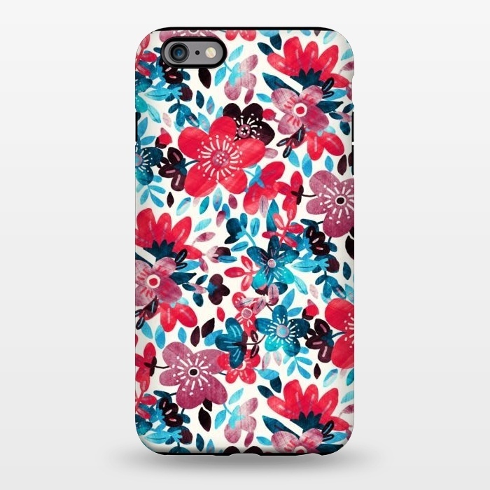iPhone 6/6s plus StrongFit Cheerful Red and Blue Floral Pattern by Micklyn Le Feuvre