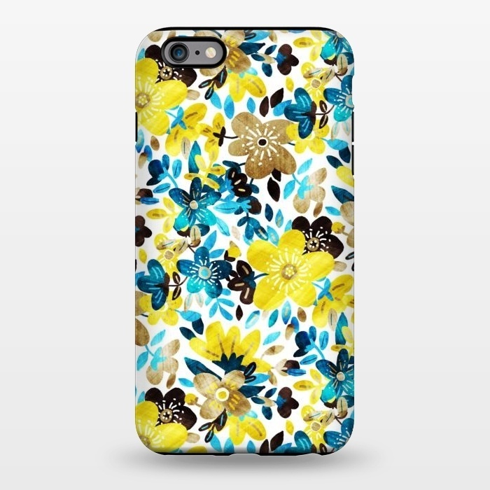 iPhone 6/6s plus StrongFit Yellow and Turquoise Floral Pattern by Micklyn Le Feuvre