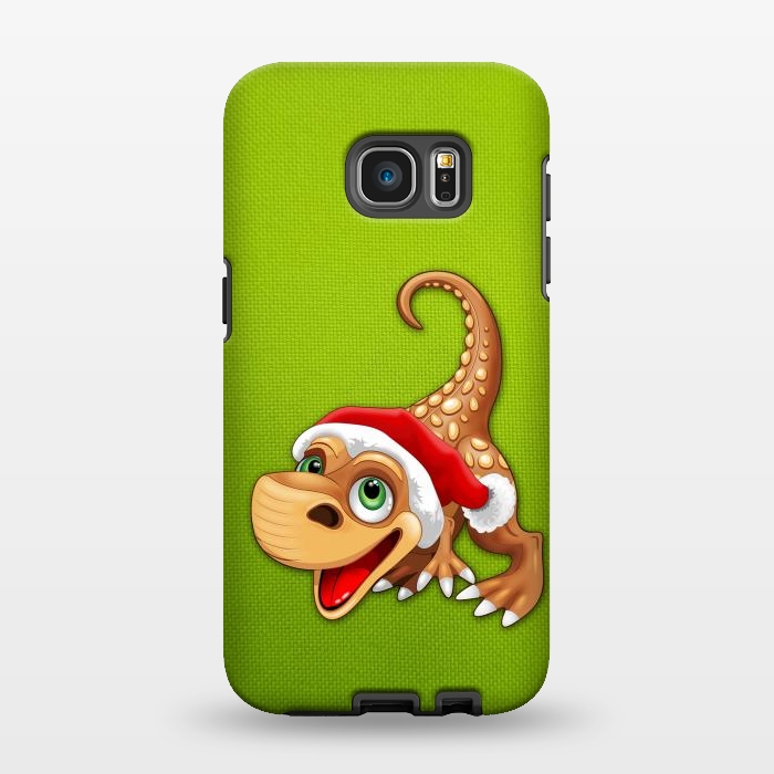 Galaxy S7 EDGE StrongFit Dinosaur Baby Cute Santa Claus by BluedarkArt