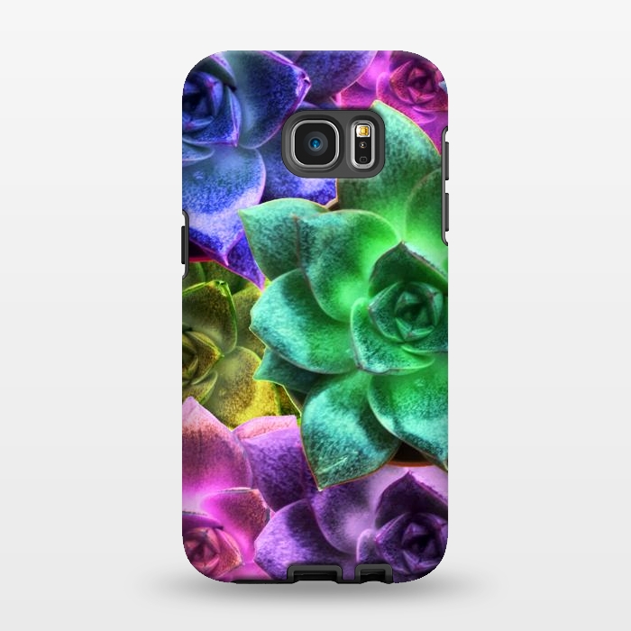 Galaxy S7 EDGE StrongFit Succulent Plants Psychedelic Colors Pattern by BluedarkArt