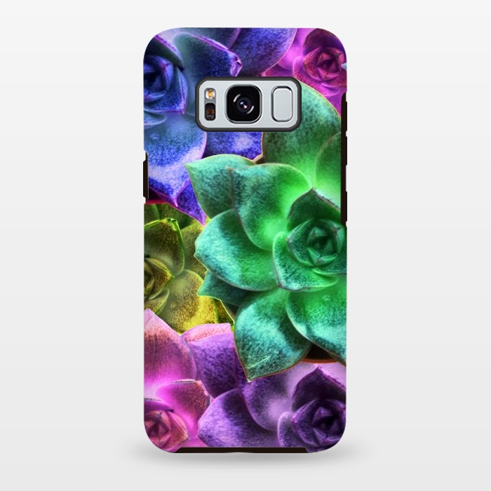 Galaxy S8 plus StrongFit Succulent Plants Psychedelic Colors Pattern by BluedarkArt