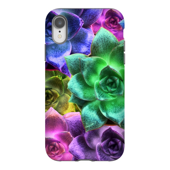 iPhone Xr StrongFit Succulent Plants Psychedelic Colors Pattern by BluedarkArt