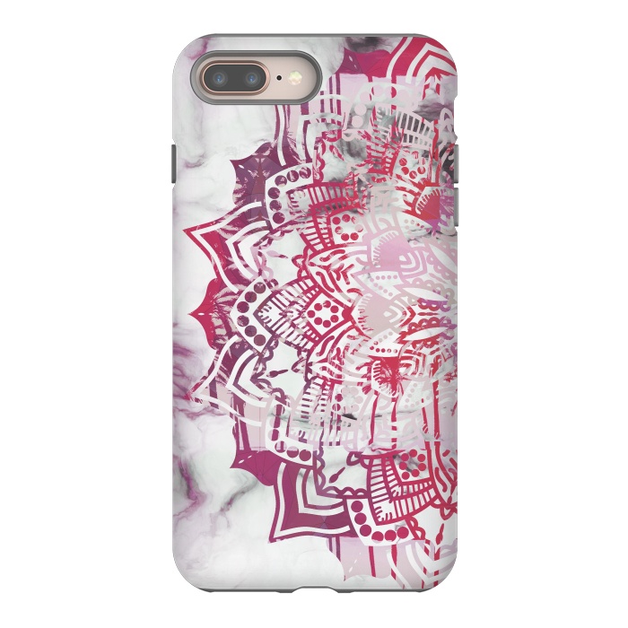 iPhone 7 plus StrongFit Red pink mandala digital painting on white marble by Oana 