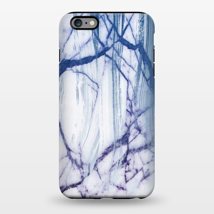 iPhone 6/6s plus StrongFit White marble with blue cracks brushstrokes by Oana 