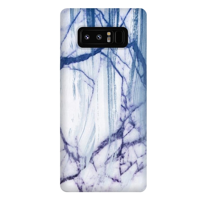 Galaxy Note 8 StrongFit White marble with blue cracks brushstrokes by Oana 