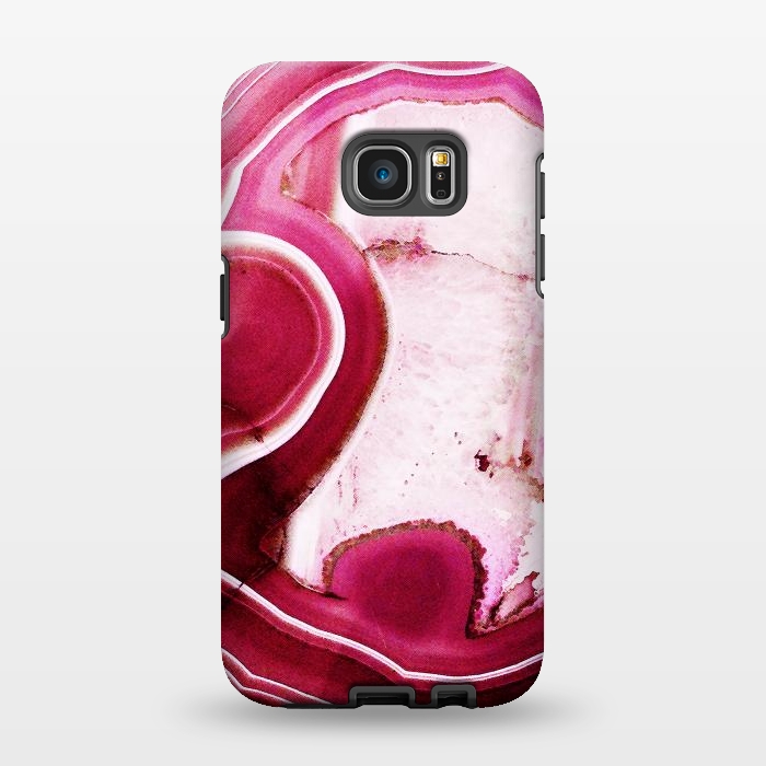 Galaxy S7 EDGE StrongFit Vibrant pink agate marble by Oana 