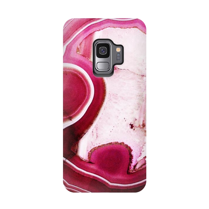 Galaxy S9 StrongFit Vibrant pink agate marble by Oana 