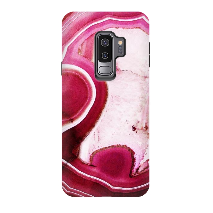 Galaxy S9 plus StrongFit Vibrant pink agate marble by Oana 