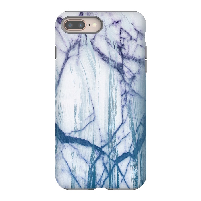 iPhone 7 plus StrongFit Blue white marble brushstrokes by Oana 