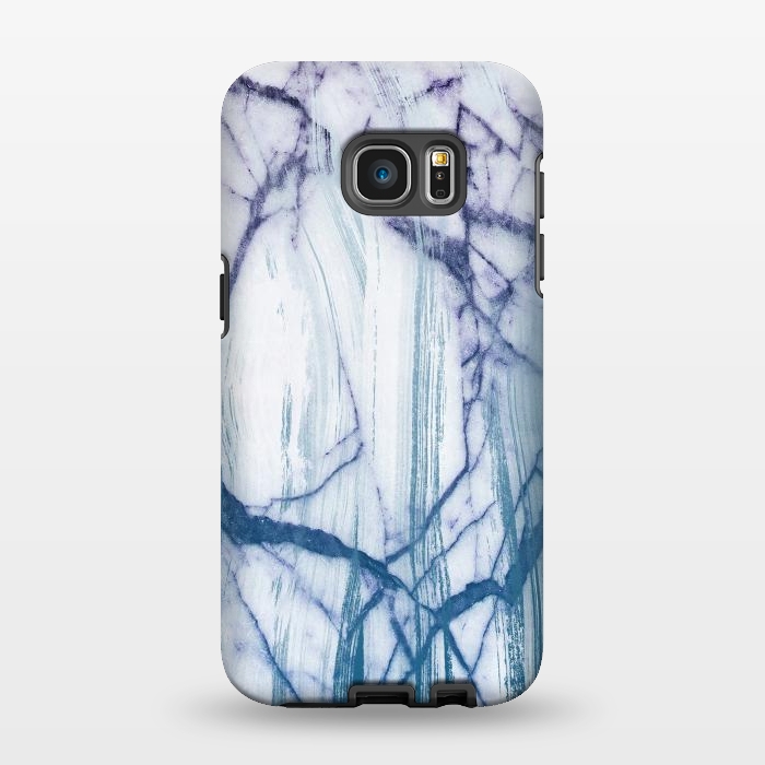 Galaxy S7 EDGE StrongFit Blue white marble brushstrokes by Oana 
