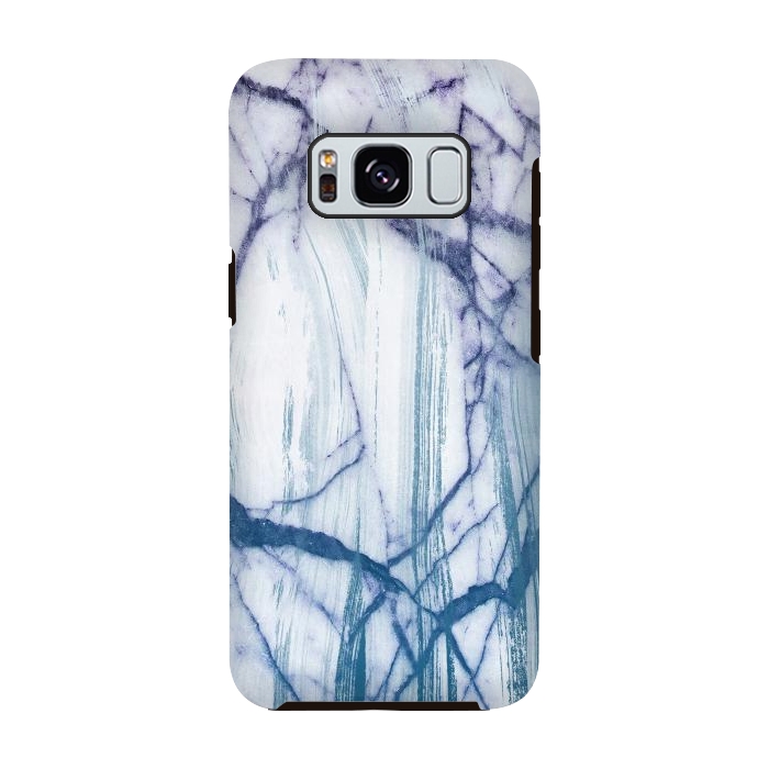 Galaxy S8 StrongFit Blue white marble brushstrokes by Oana 
