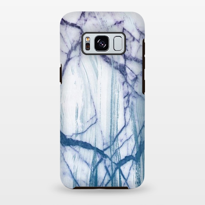 Galaxy S8 plus StrongFit Blue white marble brushstrokes by Oana 